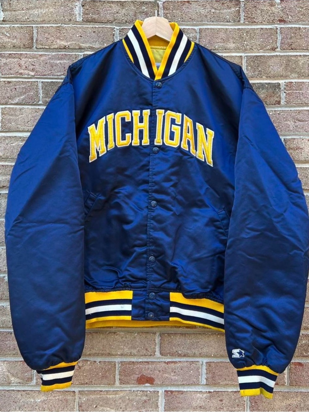 Vintage Michigan Navy & Yellow Bomber Jacket